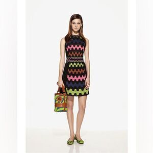 🔥 M Missoni women’s Italian knit Halter zig zag Stripe Knit colorful mini dress